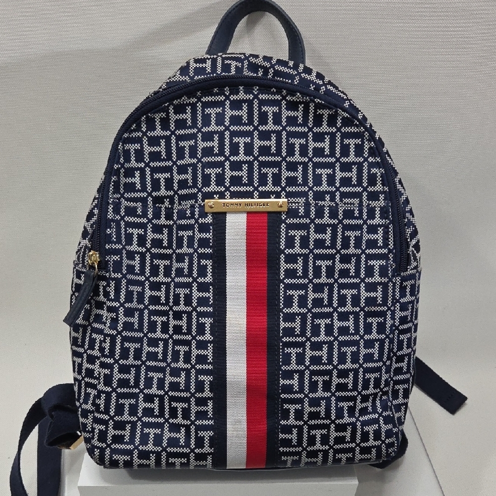 Tommy Hilfiger Blue and Red Patterned Backpack